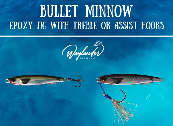 Waylander Bullet Minnow - Epoxy Jig With BKK Assist Hooks