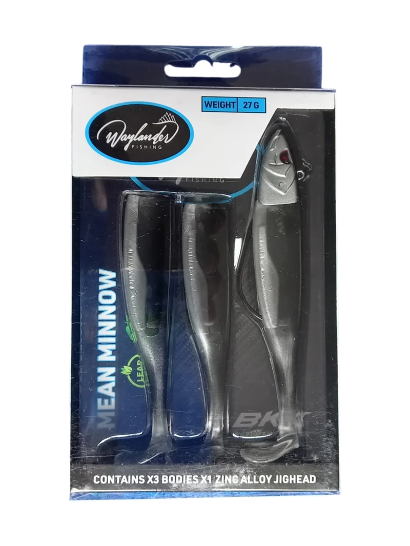 Waylander - Mean Minnow x3 Soft Plastic with Jighead (Lead Free) 27g