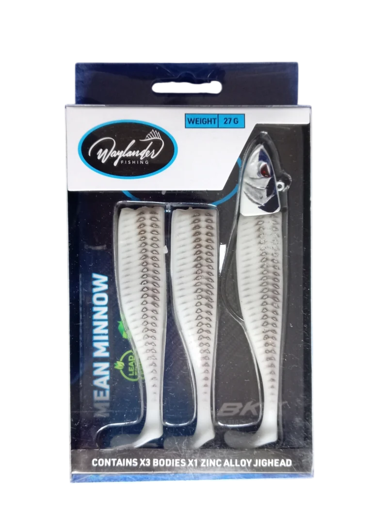 Waylander - Mean Minnow x3 Soft Plastic with Jighead (Lead Free) 27g