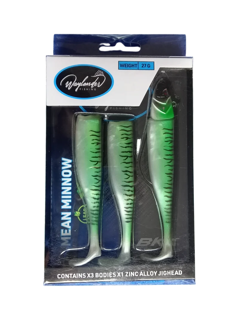 Waylander - Mean Minnow x3 Soft Plastic with Jighead (Lead Free) 27g