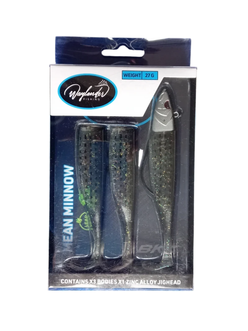 Waylander - Mean Minnow x3 Soft Plastic with Jighead (Lead Free) 27g