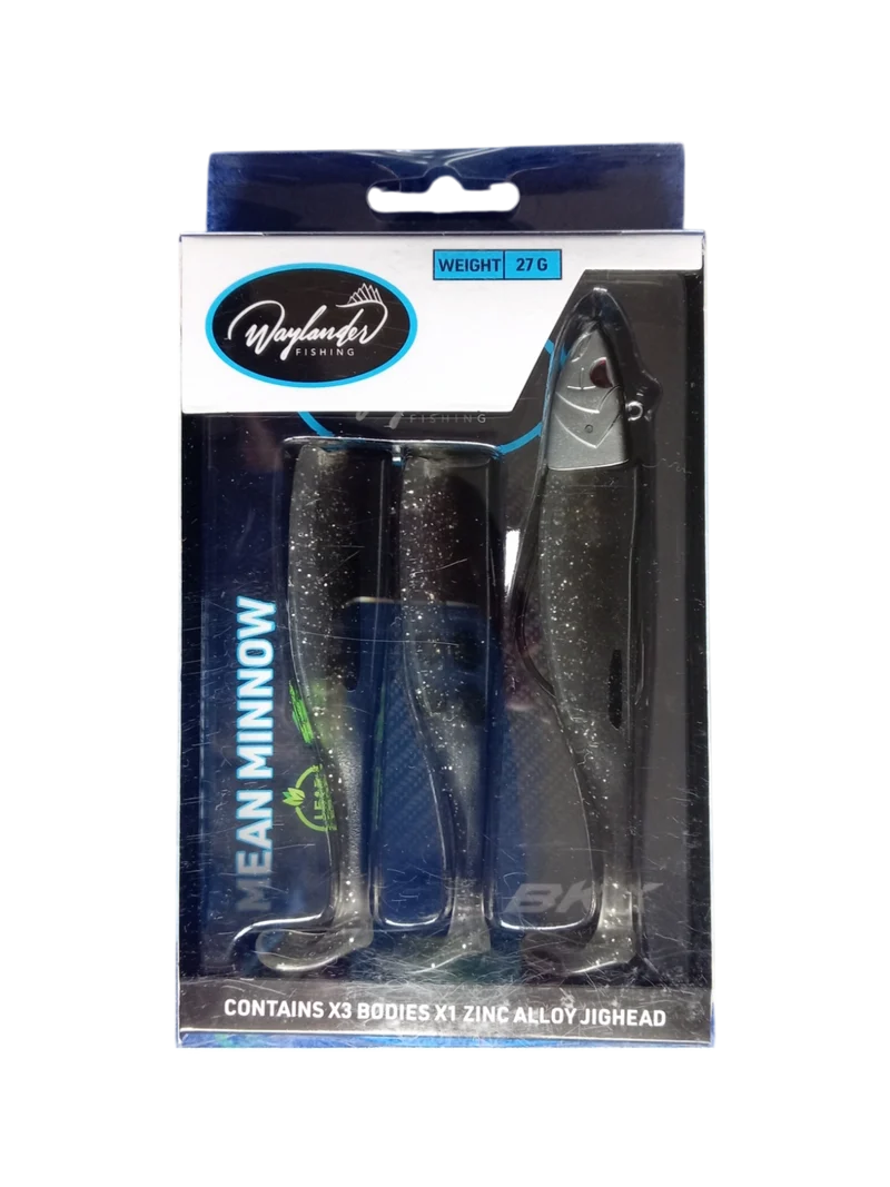 Waylander - Mean Minnow x3 Soft Plastic with Jighead (Lead Free) 27g