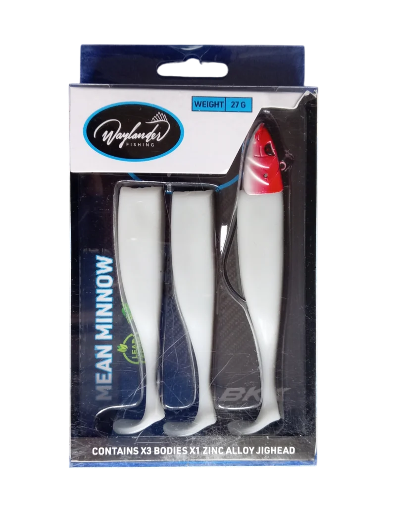 Waylander - Mean Minnow x3 Soft Plastic with Jighead (Lead Free) 27g