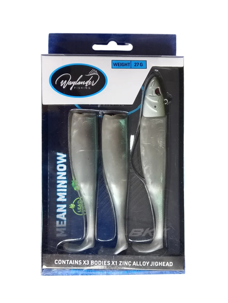 Waylander - Mean Minnow x3 Soft Plastic with Jighead (Lead Free) 27g