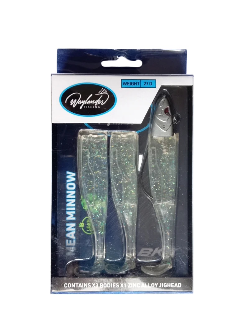 Waylander - Mean Minnow x3 Soft Plastic with Jighead (Lead Free) 27g