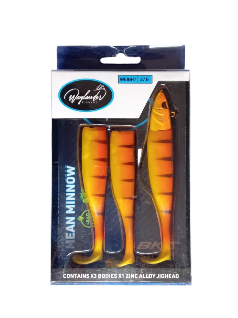 Waylander - Mean Minnow x3 Soft Plastic with Jighead (Lead Free) 27g