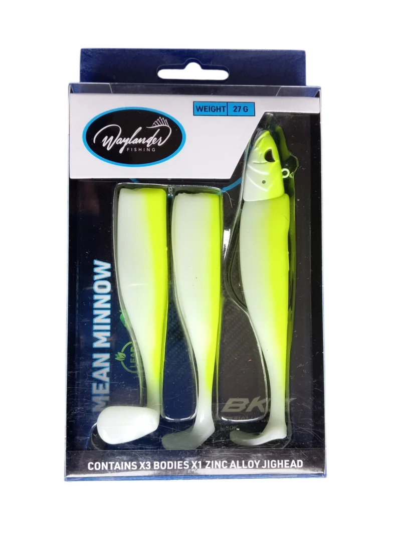 Waylander - Mean Minnow x3 Soft Plastic with Jighead (Lead Free) 27g